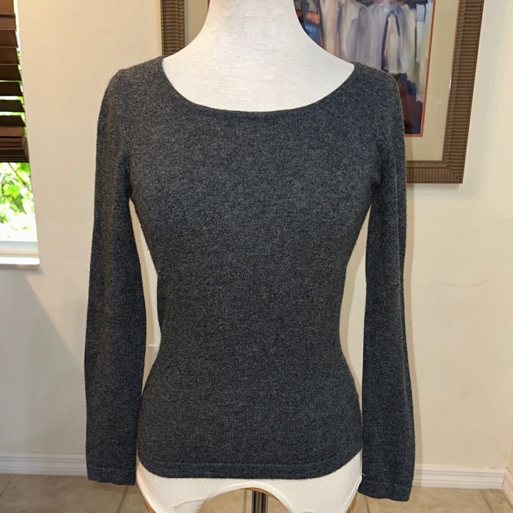 PURE COLLECTION 100% CASHMERE Charcoal Gray Long Sleeve Sweater Size Small